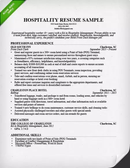 How to Write a Resume for a Job in Hospitality