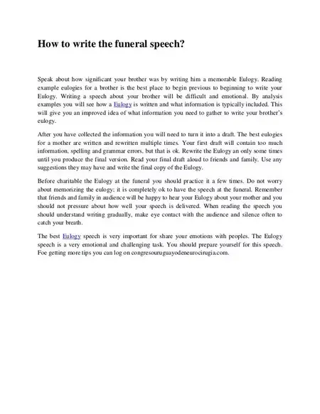 How to Write a Speech for a Funeral