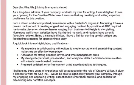 How to Write a Great Cover Letter for a Creative Job