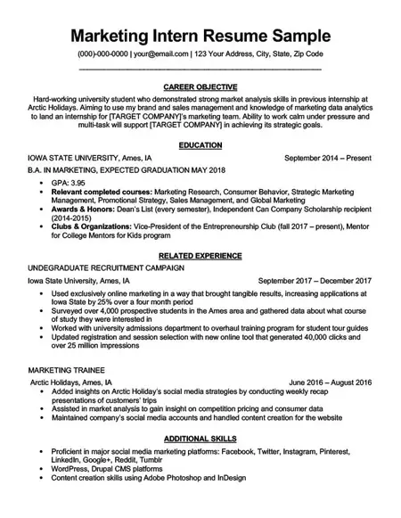How to Write a Killer Resume for a Marketing Internship
