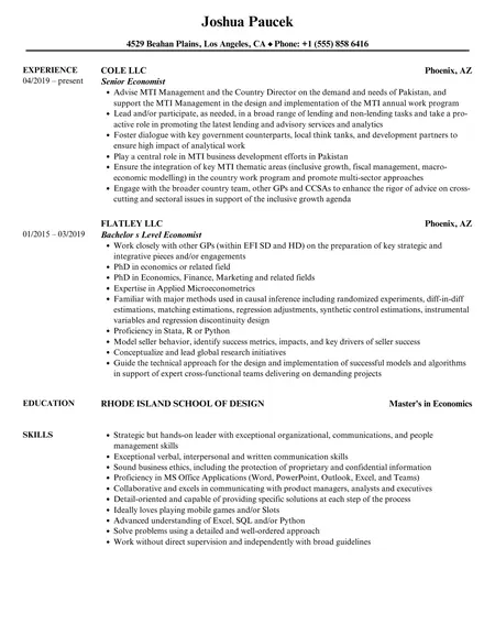 How to Make a Resume for a Job in Economics