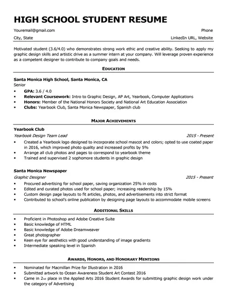 How to Make a Resume for a High School Student