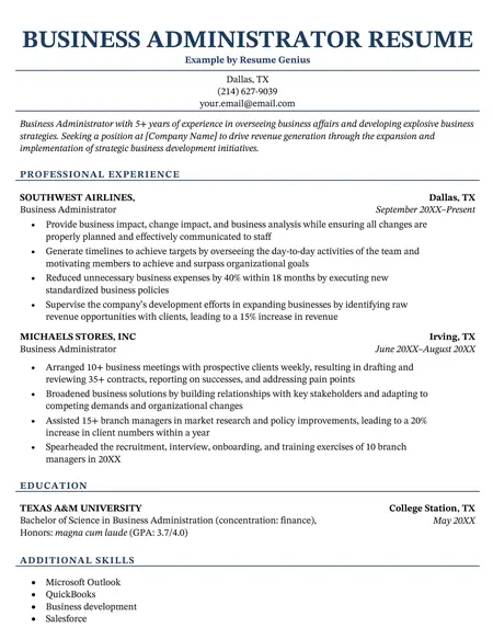 How to Make a Resume for a Job in Business Administration