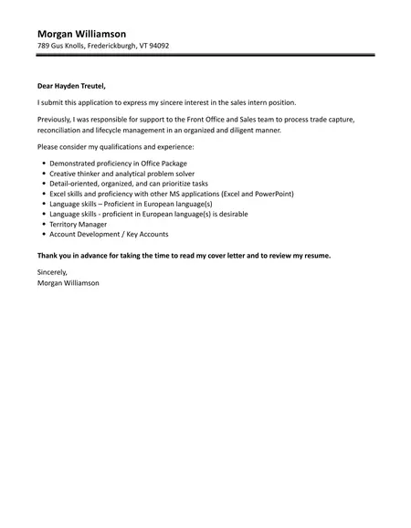 How to Write a Cover Letter for a Sales Internship