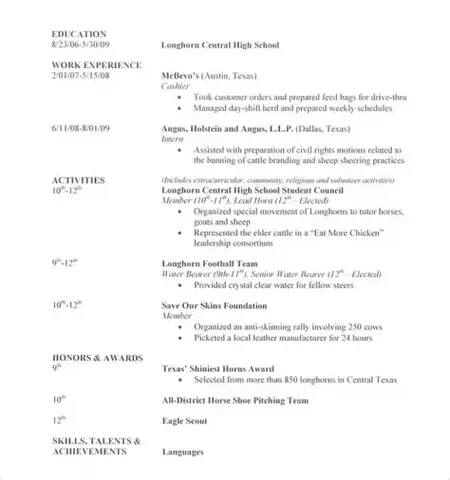 How to Make a Resume for a High School Student