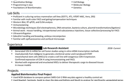 How to Make a Resume for a Job in Biology