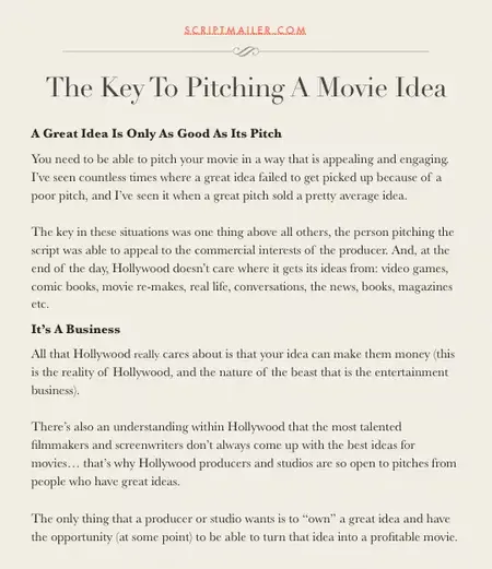 How to Pitch a Screenplay
