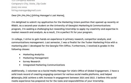 How to Write a Great Cover Letter for a Marketing Internship