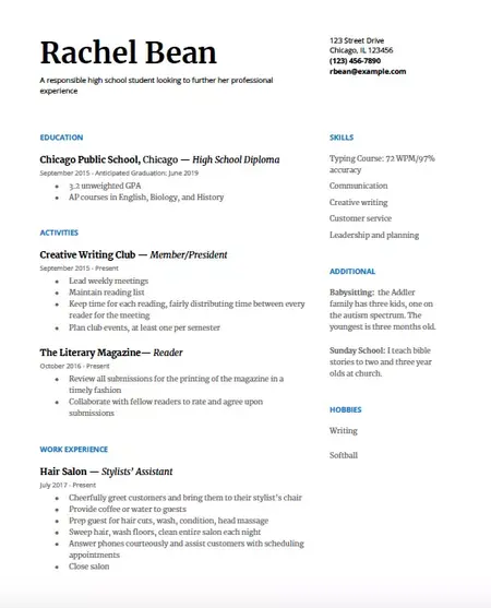 How to Make a Resume for a High School Student