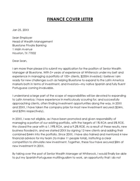 How to Write a Great Cover Letter for a Job in Finance